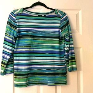 Rafaella Studio 3/4 length sleeve cotton top EUC